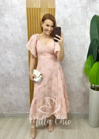 Milla Chic - Vestido Thaís Em Lesie Algodão Bordado