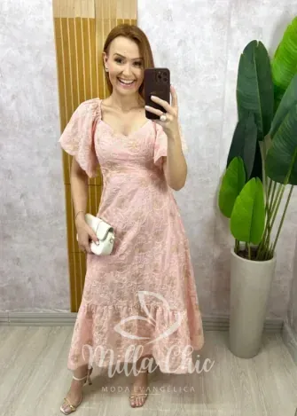 Milla Chic - Vestido Thaís Em Lesie Algodão Bordado