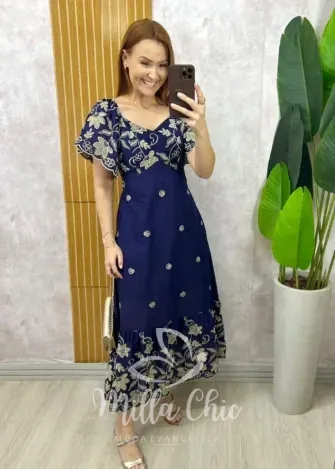 Milla Chic - Vestido Thaís Em Lesie Algodão Bordado (cópia)