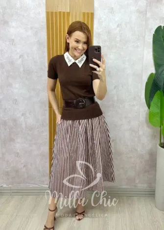 Milla Chic - Blusa Évora Em Tricot Modal - Branca (cópia)
