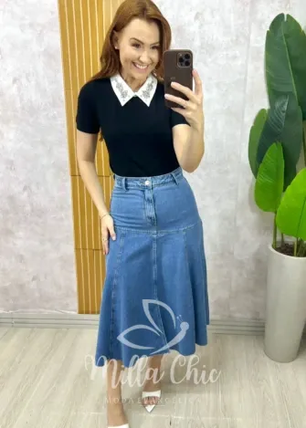 Milla Chic - Blusa Évora Em Tricot Modal - Marrom (cópia)