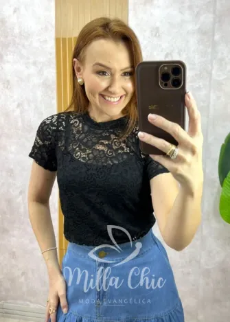 Milla Chic – Blusa Rubi em renda – Preta Milla Chic - Blusa Rubi em renda - Preta