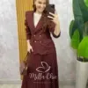 Milla Chic - Conjunto Helô Em Viscolinho Listrado - Rosa (cópia)