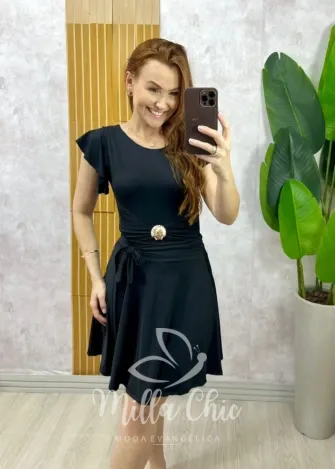 Milla Chic - Conjunto Maiô Estampa Conchas e Short Saia Preto (cópia)