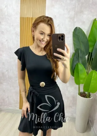 Milla Chic - Conjunto Maiô Estampa Conchas e Short Saia Preto (cópia)