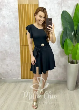 Milla Chic - Conjunto Maiô Estampa Conchas e Short Saia Preto (cópia)