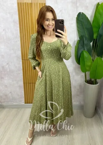 Milla Chic - Vestido Delicata Floral - Verde