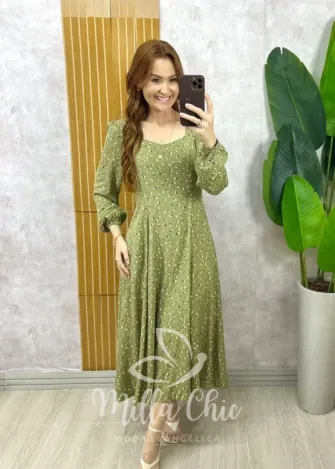 Milla Chic - Vestido Delicata Floral - Verde