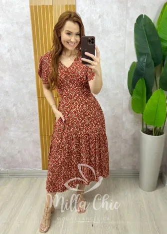 Milla Chic - Vestido Lilian Em Viscolinho - Vermelho