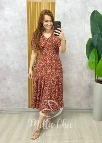 Milla Chic - Vestido Lilian Em Viscolinho - Vermelho