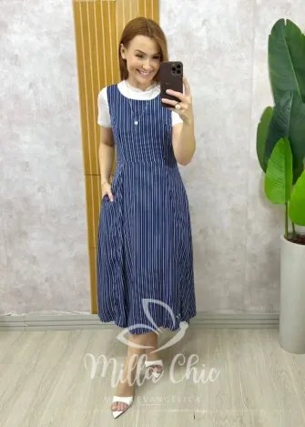 Milla Chic - Vestido Siena Alça - Azul Marinho