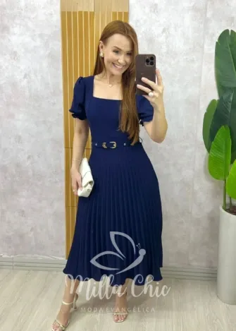 Milla Chic - Vestido Siena Alça - Azul Marinho (cópia)