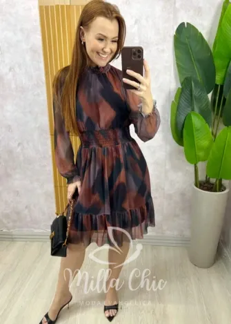 Milla Chic - Vestido Sofia em tule- Marrom (cópia)