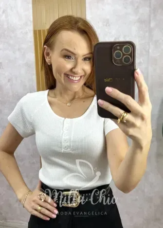 Milla Chic - Blusa Mary em Tricot - Branca