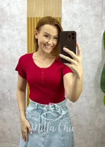 Milla Chic - Blusa Mary em Tricot - Cherry