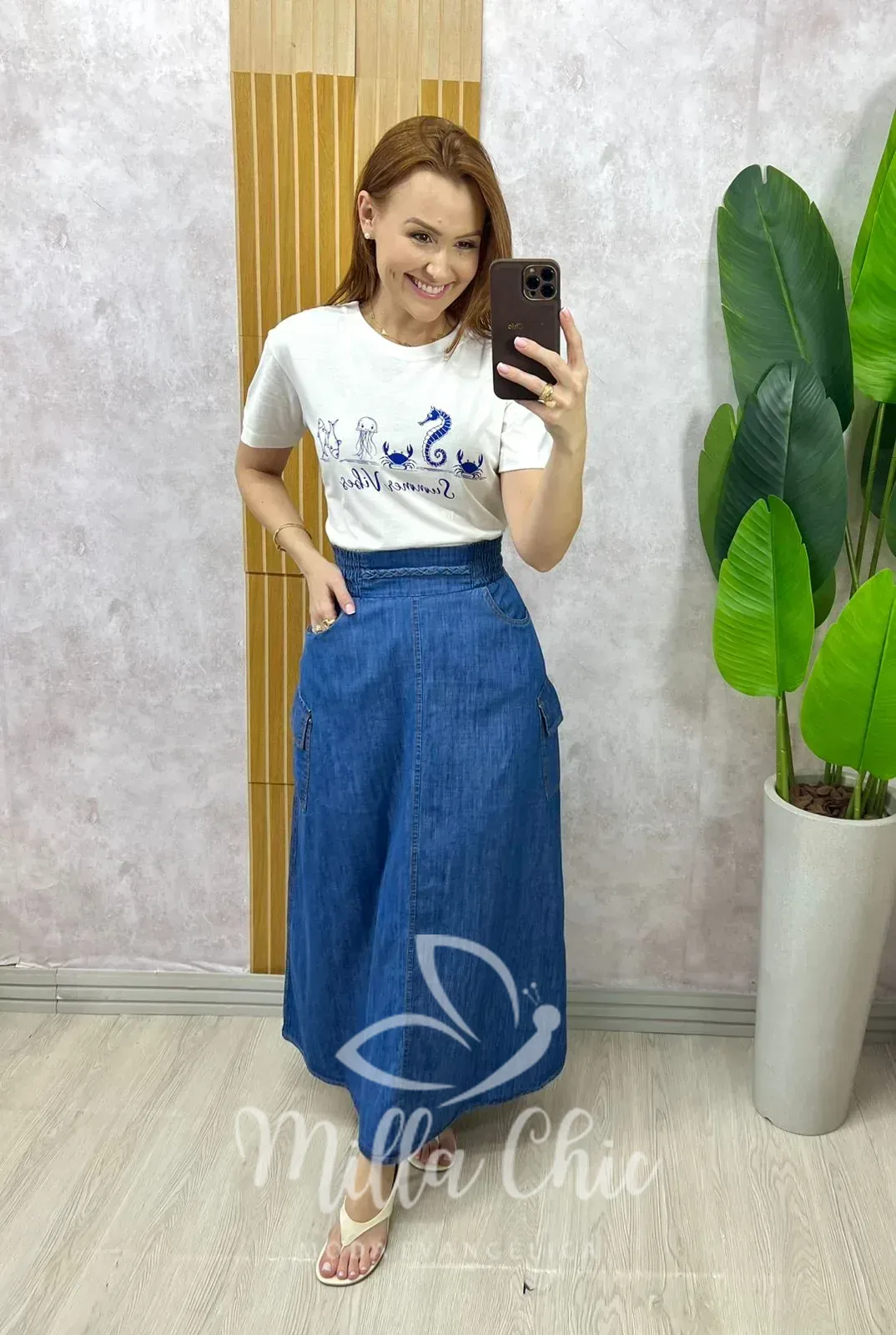 Milla Chic – Saia Hortência Em Jeans – Cç Milla Chic - Saia Hortência Em Jeans - Cç