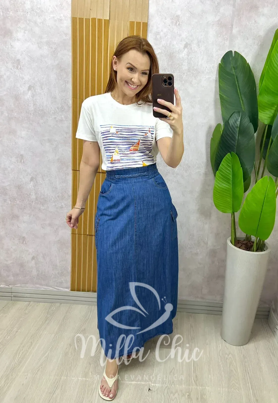 Milla Chic – Saia Hortência Em Jeans – Cç Milla Chic - Saia Hortência Em Jeans - Cç