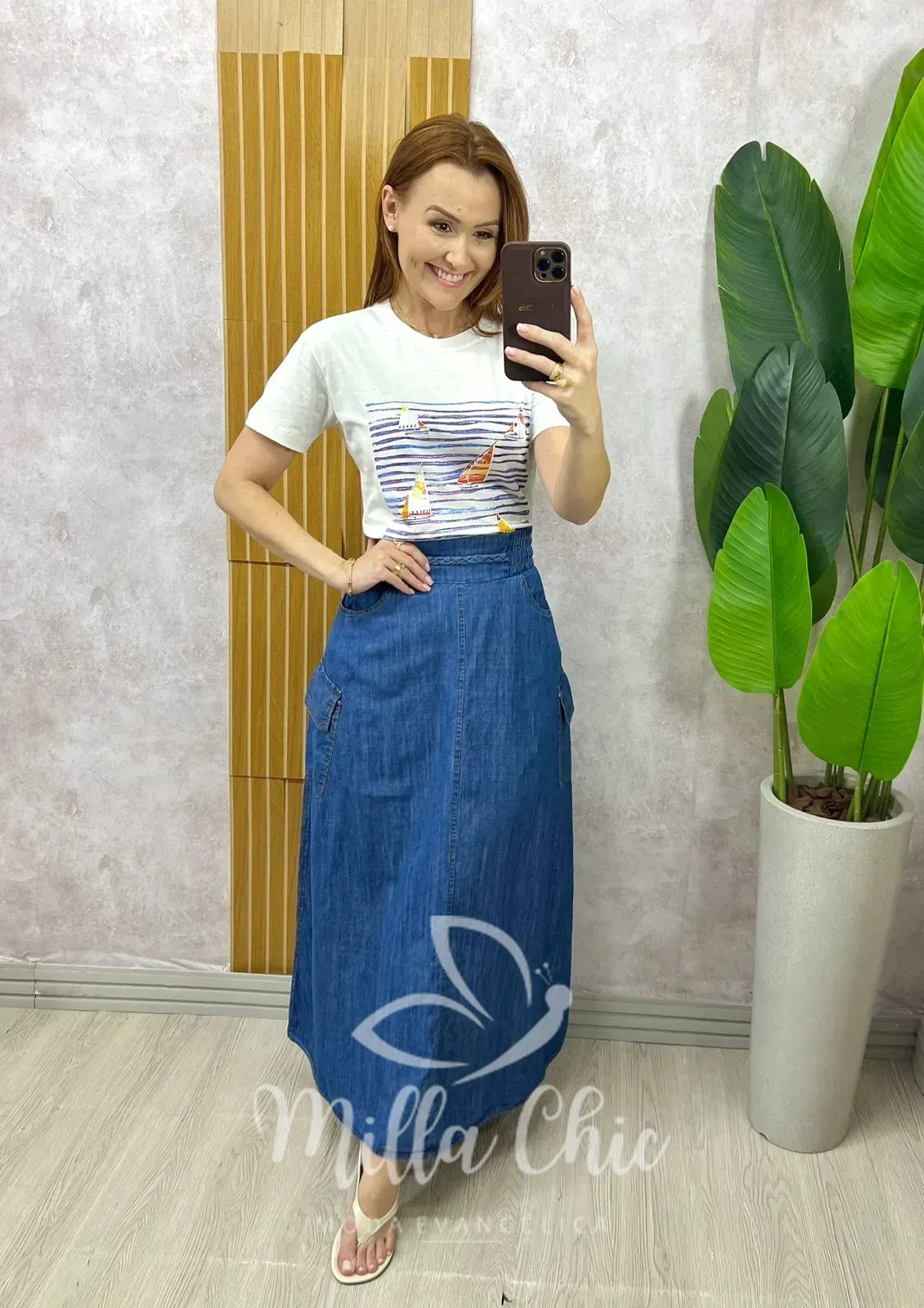 Milla Chic – Saia Hortência Em Jeans – Cç Milla Chic - Saia Hortência Em Jeans - Cç