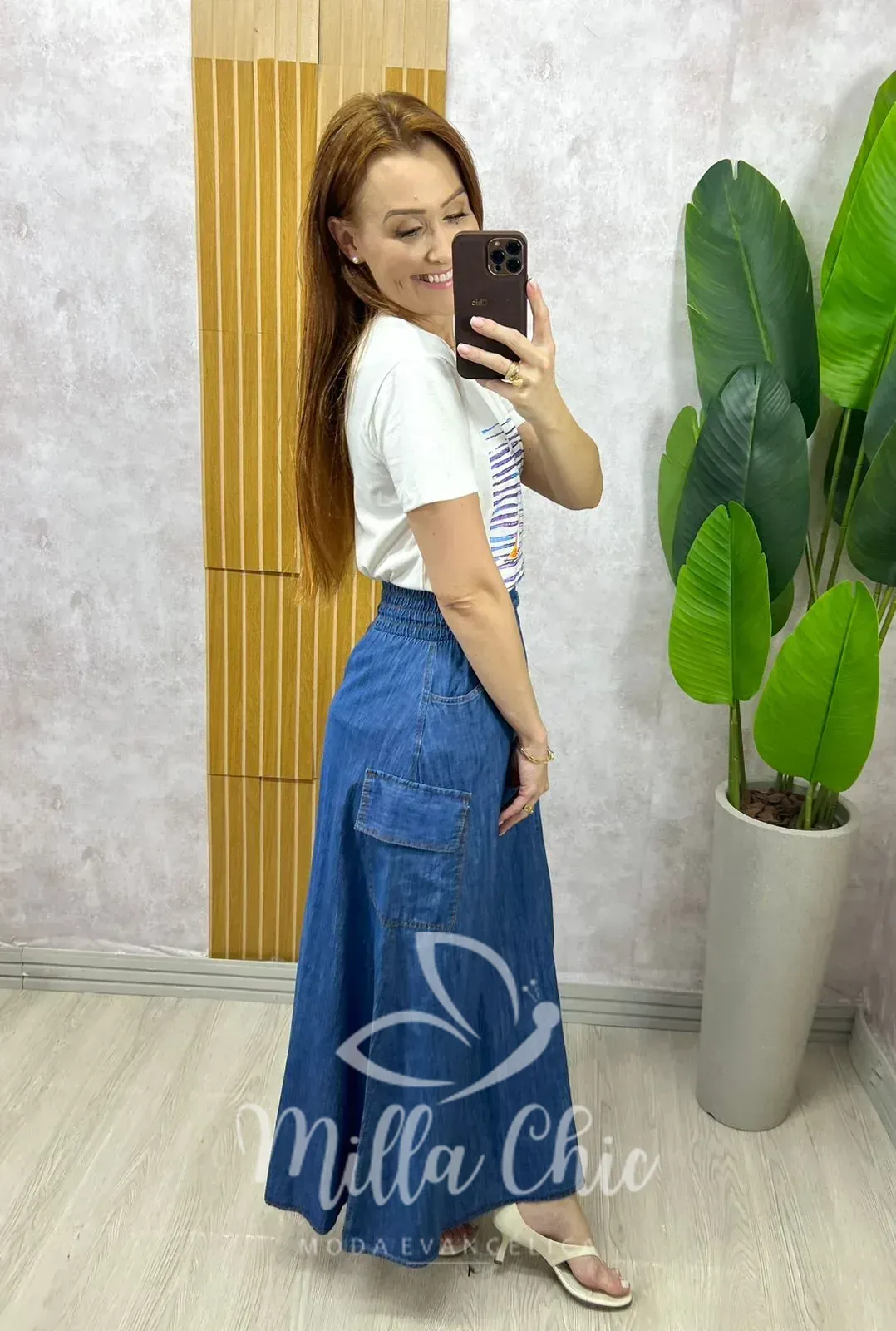 Milla Chic – Saia Hortência Em Jeans – Cç Milla Chic - Saia Hortência Em Jeans - Cç