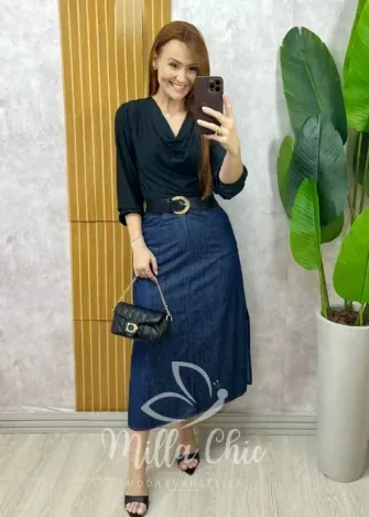 Milla Chic - Saia Hortência Em Jeans - Clara (cópia)