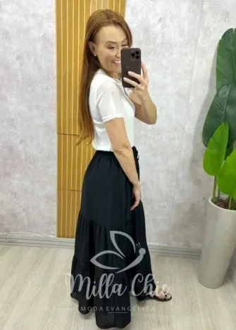 Milla Chic - Saia Longa Amélia em chiffon - Preta