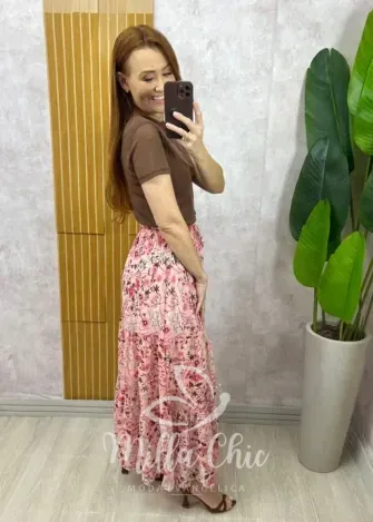 Milla Chic - Saia Longa Amélia em chiffon - Preta (cópia)