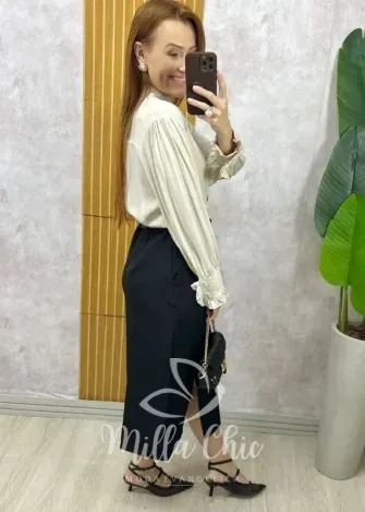 Milla Chic - Saia Martinha em Alfaiataria - Preta
