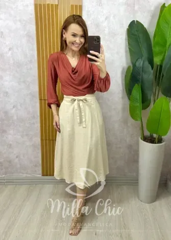 Milla Chic – Saia Minerva em alfaiataria – Off White Milla Chic - Saia Minerva em alfaiataria - Off White