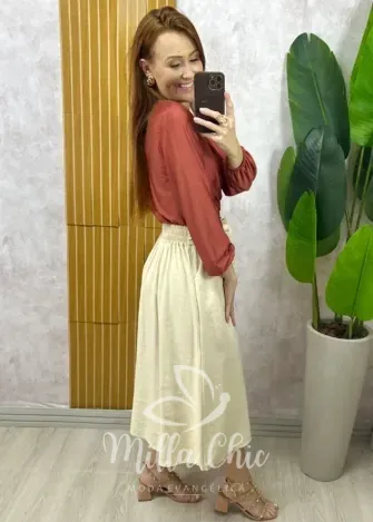 Milla Chic - Saia Minerva em alfaiataria - Off White