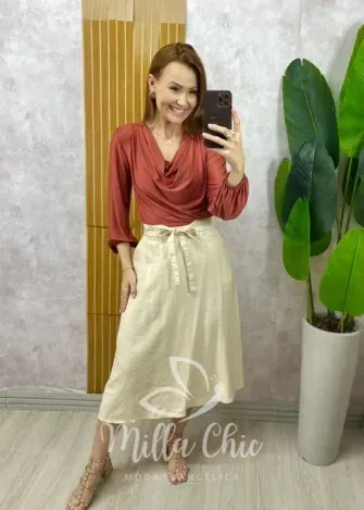 Milla Chic - Saia Minerva em alfaiataria - Off White