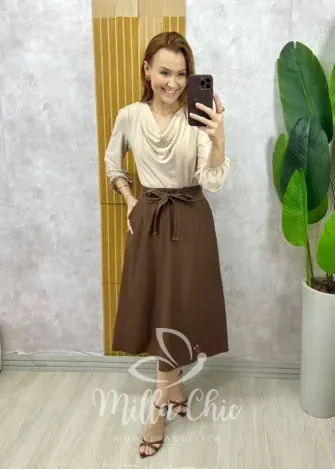 Milla Chic - Saia Minerva em alfaiataria - Off wrhite (cópia)