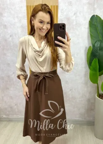 Milla Chic - Saia Minerva em alfaiataria - Off wrhite (cópia)