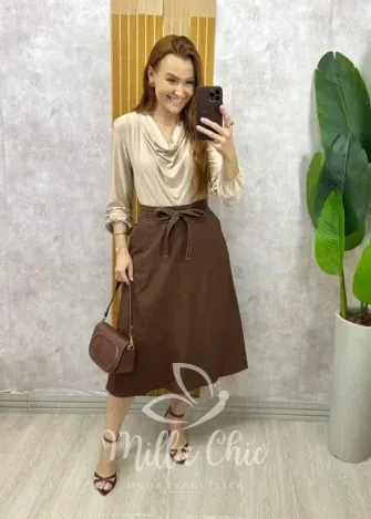 Milla Chic - Saia Minerva em alfaiataria - Off wrhite (cópia)