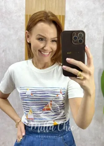 Milla Chic – T-shirt Caravelas Milla Chic - T-shirt Caravelas
