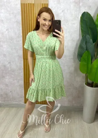 Milla Chic - Vestido Analu Poá - Verde