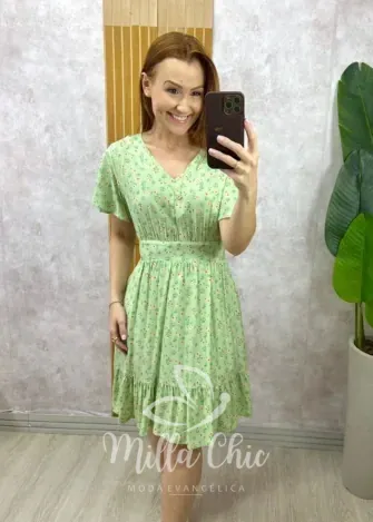 Milla Chic - Vestido Analu Poá - Verde