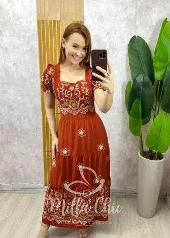 Milla Chic - Vestido Arabela Bordado - Azul Marinho (cópia)