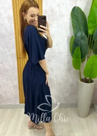Milla Chic - Vestido Arabela Bordado - Azul Marinho (cópia)