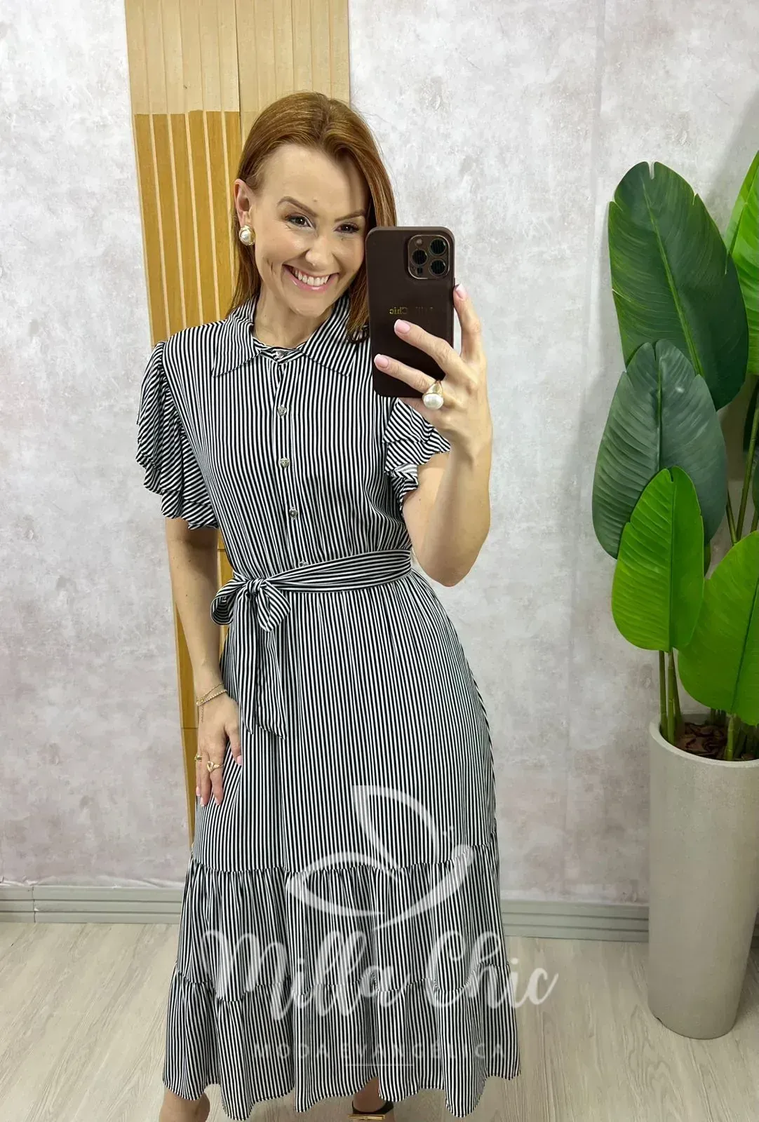 Milla Chic – Vestido Belinda Em Viscolinho – P&B Milla Chic - Vestido Belinda Em Viscolinho - P&B