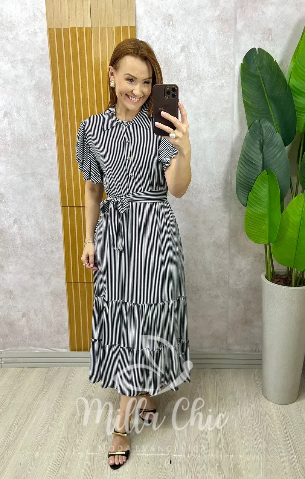 Milla Chic – Vestido Belinda Em Viscolinho – P&B Milla Chic - Vestido Belinda Em Viscolinho - P&B