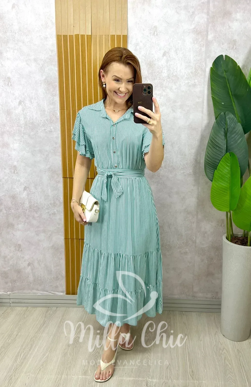 Milla Chic – Vestido Belinda Em Viscolinho – Verde Milla Chic - Vestido Belinda Em Viscolinho - Verde