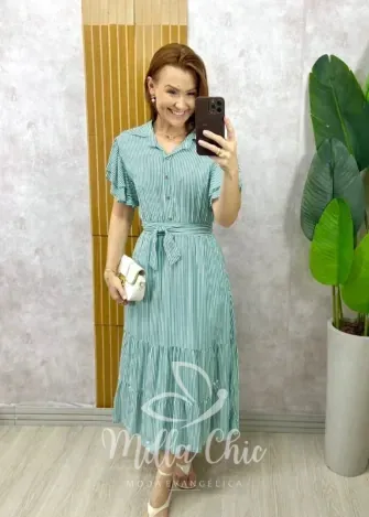 Milla Chic - Vestido Belinda Em Viscolinho - Verde