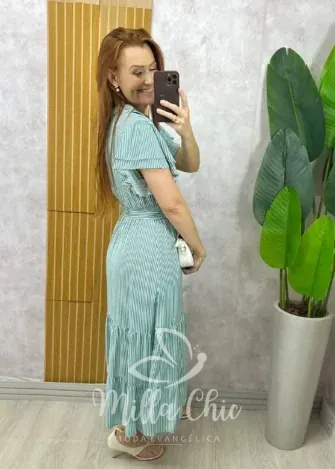 Milla Chic - Vestido Belinda Em Viscolinho - Verde