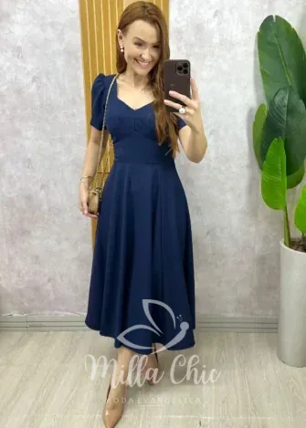 Milla Chic – Vestido Fabíola – Azul Marinho Milla Chic - Vestido Fabíola - Azul Marinho