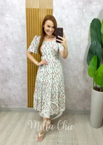 Milla Chic - Vestido Fernanda em Viscolinho - Branco