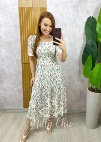 Milla Chic - Vestido Fernanda em Viscolinho - Branco