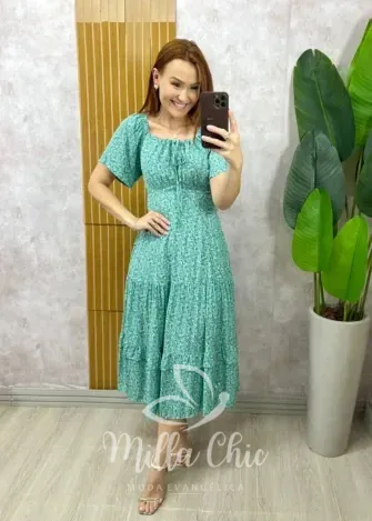 Milla Chic - Vestido Ivone Em Viscolinho - Azul (cópia)