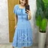 Milla Chic - Vestido Ivone em viscolinho - Azul marinho estampado (cópia)