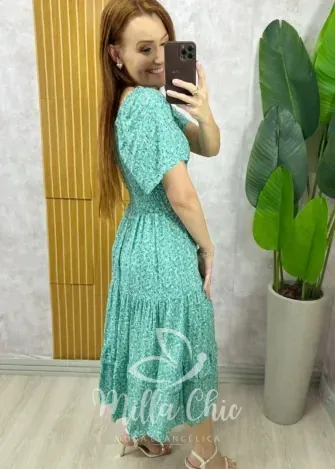 Milla Chic - Vestido Ivone Em Viscolinho - Verde