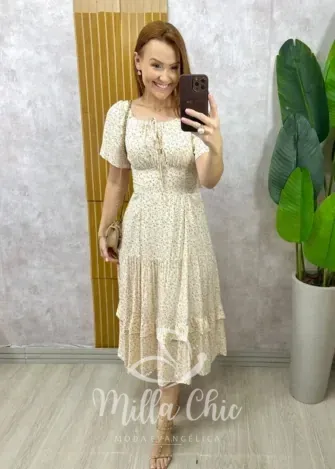 Milla Chic - Vestido Ivone Em Viscolinho - Verde (cópia)